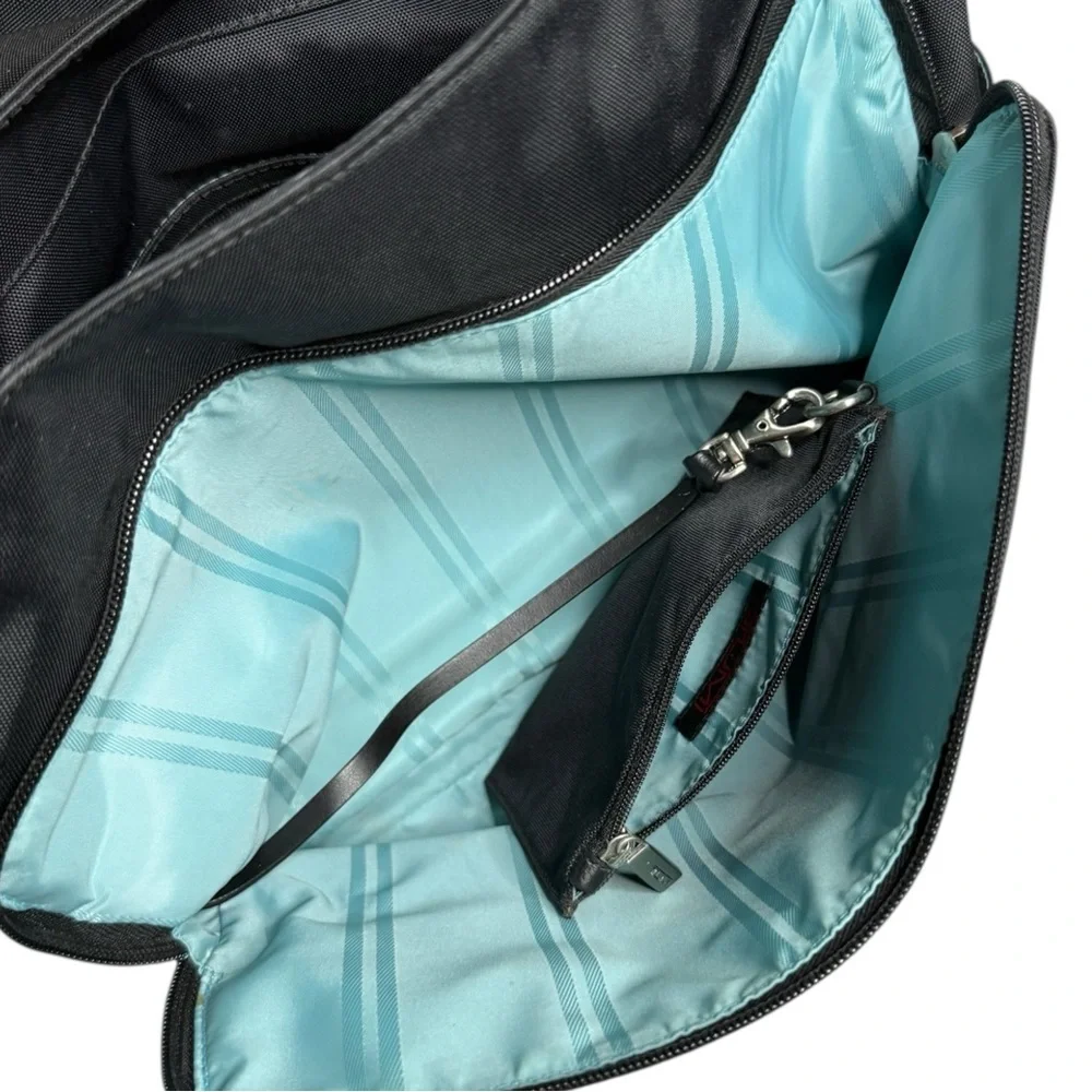 Tumi Black Nylon Leather Trim Crossbody Messenger Bag